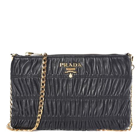 prada nappa gaufre chain bag|Black Gaufré nappa leather shoulder bag .